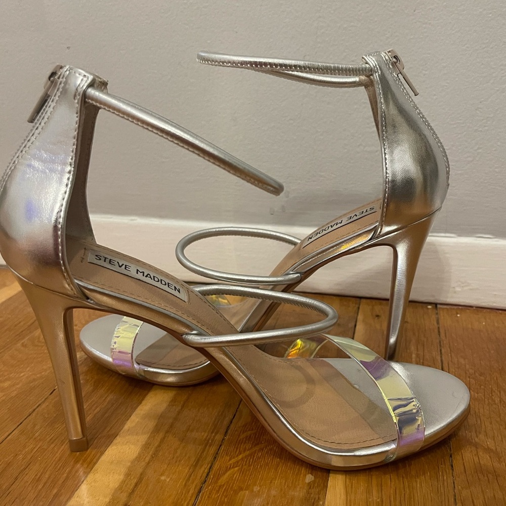 Steve Madden Metallic Euphoric Silver Shimmer Women’s High Heels